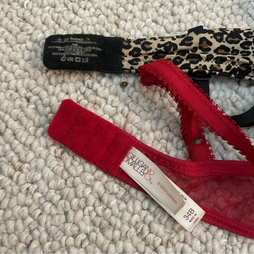 Leopard Print and Red Lace Sexy Push-Up Bras - Picture 4 of 4